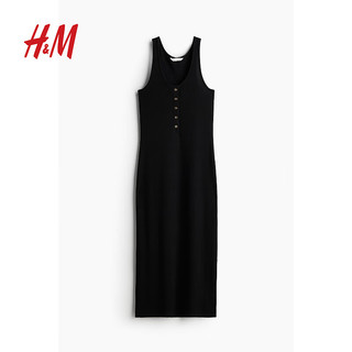 H&M2024年夏季新款女装连衣裙1244462 黑色 155/80