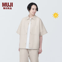 无印良品（MUJI）Labo男女通用 防紫外线 具有防污性能的 短袖衬衫 防晒 BF1B4C4S 象牙色 XS 160/80A