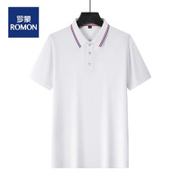 ROMON 罗蒙 夏季男士polo衫短袖翻领工作服企业文化衫 白色 3XL（150~175斤）