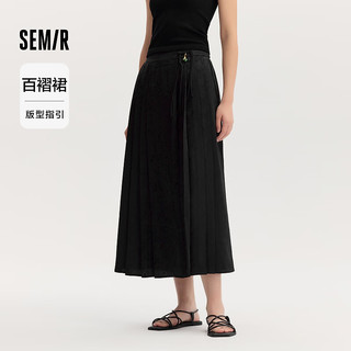 森马（Semir）半身裙女盘扣质感时尚国潮2024秋花卉肌理马面裙酷飒国风 黑色90001 160/66A/M