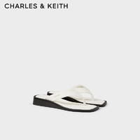 CHARLES&KEITH24夏季外穿休闲方头夹趾拖鞋女CK1-80360149 Cream奶白色 36