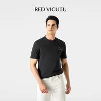 VICUTU 威可多 男士短袖T恤24年夏季舒适时尚休闲百搭圆领半袖VRW24264501 黑色 180/96A
