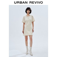 URBAN REVIVO 女士拼接设计刺绣连衣裙 UWV740054 卡其 L