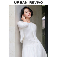 URBAN REVIVO 女士时尚气质V领休闲纽扣针织开衫 UWH940058 本白 M