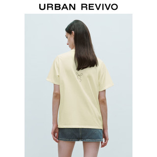 URBAN REVIVO 女士潮流休闲简约撞色字母印花T恤 UWV440179 裸杏色 M