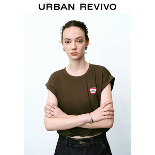 URBAN REVIVO 女装潮流街头风撞色苹果图案无袖T恤 UWU440097