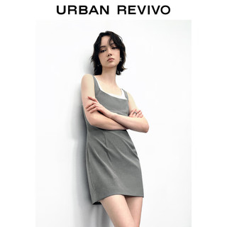 URBAN REVIVO 女都市学院风格雷系撞色背心连衣裙 UWU740090