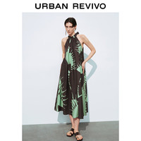 URBAN REVIVO 女士休闲度假感印花垂感无袖连衣裙 UWH740054 暗紫印花  XS