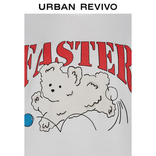 URBAN REVIVO 女装都市休闲趣味萌宠印花短袖T恤衫UWU440087 本白 L