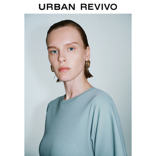 URBAN REVIVO 女装设计感褶皱收腰中长款连衣裙UWG740066 冰淇淋绿 M