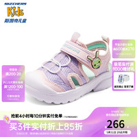 Skechers斯凯奇宝宝夏季包头凉鞋休闲舒适女小童鞋319512N 粉红色/紫色/PKPR 23码