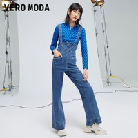 VERO MODA 牛仔裤2023休闲阔腿直筒显瘦背带裤设计感裤子穿搭