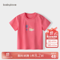 Babylove 婴儿短袖T恤夏季薄款男女宝宝纯棉液氨上衣清凉可爱夏装 泡泡粉 80cm