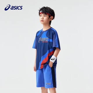 asics/亚瑟士童装2024儿童短袖短裤套装夏季宽松休闲吸汗运动套装 50藏青色 110cm