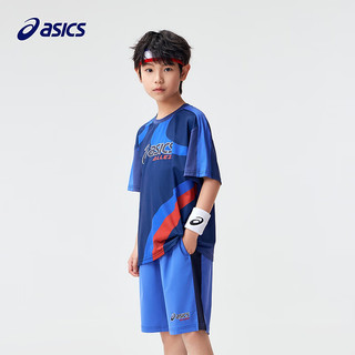 asics/亚瑟士童装2024儿童短袖短裤套装夏季宽松休闲吸汗运动套装 50藏青色 110cm