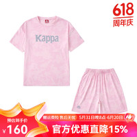 Kappa Kids卡帕女童套装2024夏季户外运动速干训练服儿童短袖T恤短裤 浅粉色 薄款  120