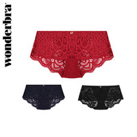 wonderbra 女内衣黑色内裤性感镂空蕾丝平角裤性感舒适 M 红色
