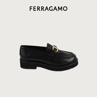 菲拉格慕（Ferragamo）女士黑色Gancini扣饰莫卡辛鞋 0769287_1D _ 65/37 