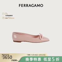 菲拉格慕（Ferragamo）女淡粉红色蝴蝶结芭蕾舞平底鞋 0768941_1D _ 60/36.5 