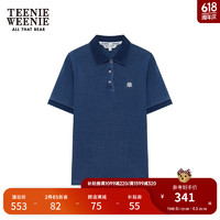 Teenie Weenie小熊2024年夏季POLO短袖时尚宽松韩版T恤上衣女 深蓝色 165/M