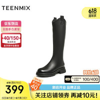 TEENMIX 天美意 冬商场同款时装靴休闲女高筒靴BH641DG3 黑色 34