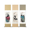 SHU 蜀江锦院 特色熊猫丝绸画 | 蜀锦卷轴挂画客厅装饰画 中国风出国礼品送老外