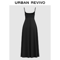 UR 2024夏季新款女装复古风优雅小黑裙廓形连衣裙UWJ740033