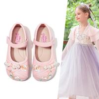 Disney 迪士尼 国风刺绣汉服鞋2024年春季款女童甜美公主鞋软底舒适表演鞋