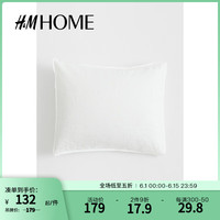 H&M HOME家居床上用品枕套柔软舒适水洗亚麻正方形枕套0107713 白色 50cmx80cm