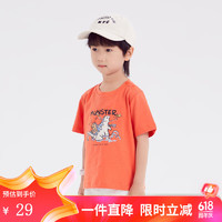PEPCO 小猪班纳 童装2024夏装儿童圆领上衣小童男童短袖T恤幼童宝宝 橙色 100cm