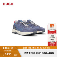 HUGO男士2024夏季网面装饰皮革系带运动鞋 466-蓝紫色 40