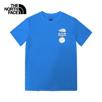 今日必买：THE NORTH FACE 北面 短袖T恤男户外舒适棉印花短袖7WF4 蓝色/LV6