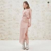 I'M ONE 2024夏装喇叭袖网纱裙纯欲风长袖连衣裙套装女