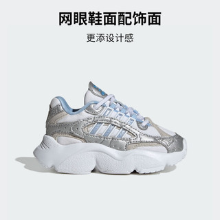 adidas OZMILLEN轻盈百搭运动老爹鞋学步鞋女婴童阿迪达斯三叶草 白色/亮光黄蓝 25.5码