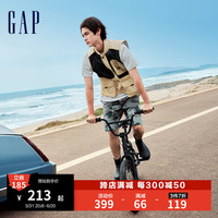 Gap男装2024夏季轻薄拼接网眼多口袋马甲工装叠穿背心463135 卡其色 185/108A(XXXL) 亚洲尺码