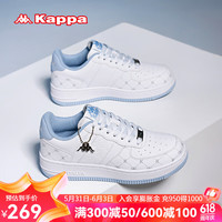KAPPA卡帕背靠背男鞋2024春夏滑板鞋子男款休闲运动鞋低帮潮鞋 经典白/冰山蓝 35