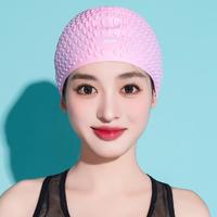 XTEP 特步 泳帽防水护耳硅胶颗粒帽成人男女通用防滑舒适长发不勒头游泳帽