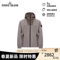 STONE ISLAND石头岛 24春夏 纯色LOGO徽标连帽拉链外套 浅咖色 801560354-S