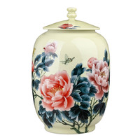 天泥 手绘景德镇陶瓷普洱散茶5斤装茶叶罐密封罐防潮白茶储存罐3斤大号