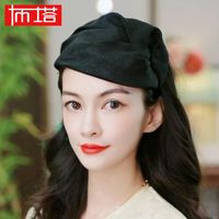 布塔（PTAH）布塔香云纱女士半帽遮白发真丝桑蚕丝洋气简约气质百搭发箍礼帽