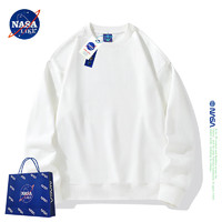 NASA LIKE圆领卫衣男女宽松无帽长袖T恤纯色棉打底衫美式ins潮流上衣服