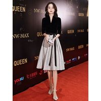 曼卡玉高端晚礼服裙女高贵宴会名媛气质年会主持人平时可穿连衣裙子 黑色 S