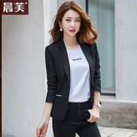 晨芙休闲小西装外套女韩版修身显瘦短款小个子职业装西服气质百搭上衣 1912黑色(长袖) S（80-90斤）