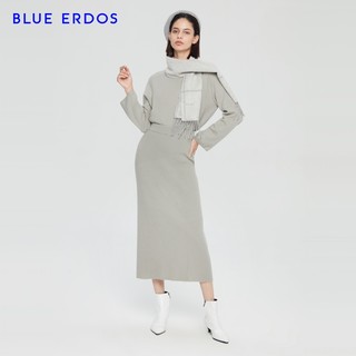 BLUE ERDOS女装气质百搭羊绒中半身裙抽条半裙女 玛瑙灰 160/64A/S