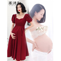 塞德勒敬酒服新娘秋季平时可穿酒红色礼服女高腰大码遮肚子 酒红色 XL(115-125斤)