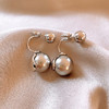 Trendolla 银针欧美感灰色珍珠耳环气质创意新款耳钉复古百搭通勤耳饰女