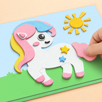 星星舟儿童贴纸EVA玩具3d立体贴画粘贴手工diy材料包女孩 森林动物【共12张】