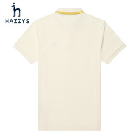 哈吉斯（HAZZYS）男装 季刺绣logo翻领休闲通勤短袖polo衫男ASTZE03BE12 米黄色OW 170/92A 46