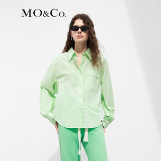 MO&Co.解构宽松极简风廓形衬衫外套绿色蓝色设计感小众中性风 冷光绿色-第2批 M/165