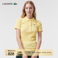 LACOSTE法国鳄鱼女装24夏季女士简约运动休闲舒适短袖POLO衫|DF5377 107/黄色 38 /165